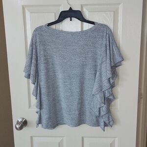 Gray Ruffle Sleeve Women's Top